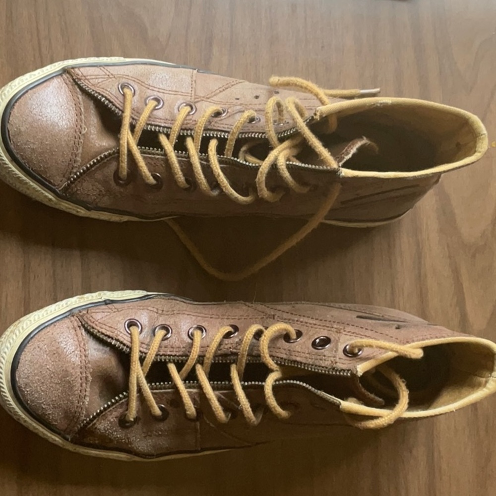Distressed leather Converse All Star High Tops